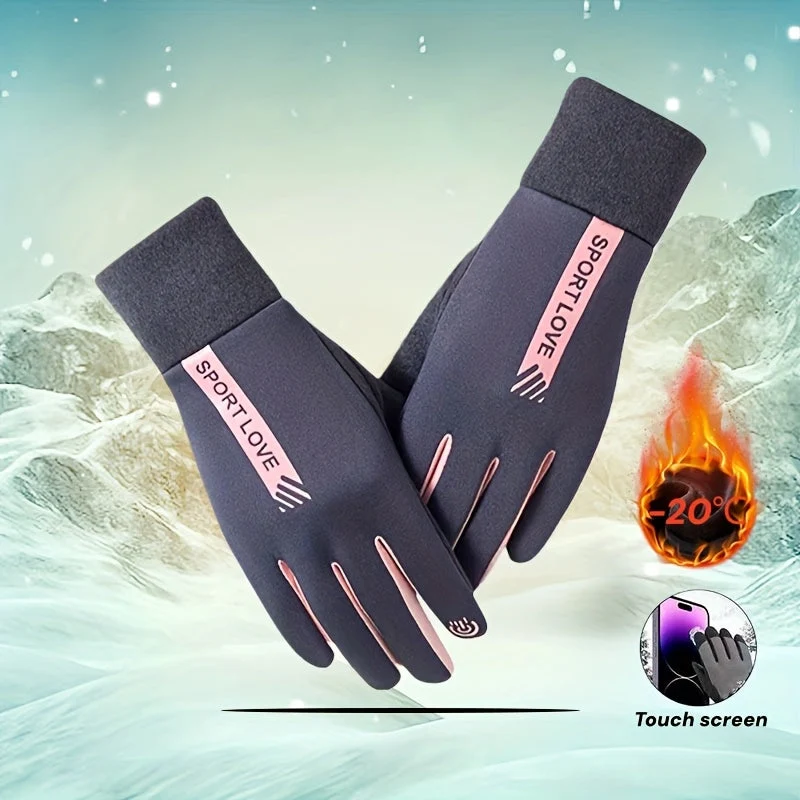 Gants chauds tactiles noirs et gris pour l'hiver, coupe-vent - Imagen 6
