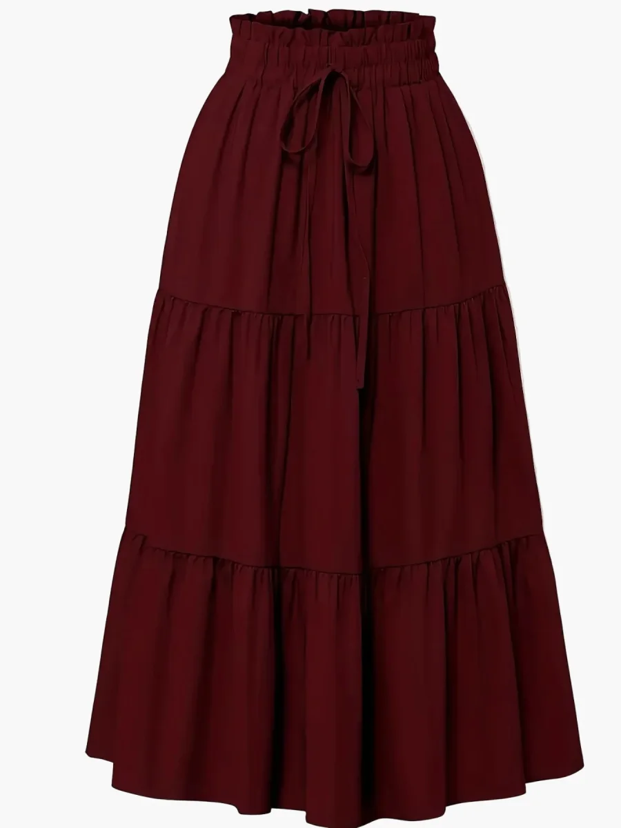 Jupe Longue Femme Élégante Taille Haute à Volants, Style Printemps Été, Idéale pour Loisirs et Sorties - Imagen 7