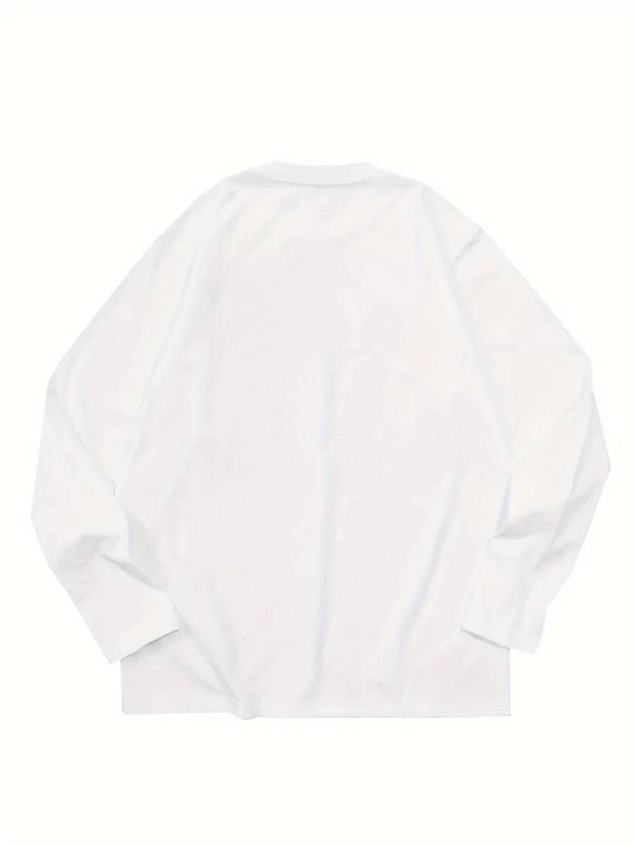 T-shirt Homme Manches Longues Uni Col Rond Ample Noir ou Blanc - Imagen 6