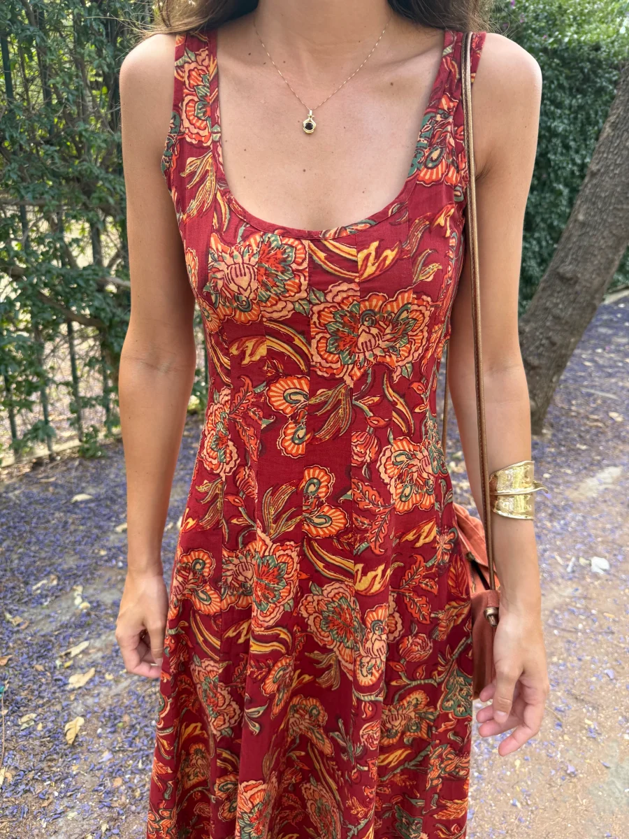 VESTIDO ALGODÓN ROJO - Imagen 7