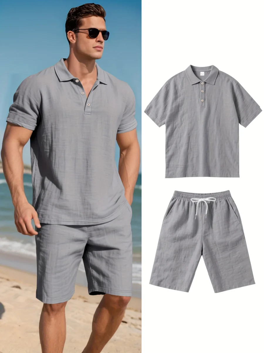 Conjunto de ropa de lino para hombre - Imagen 9