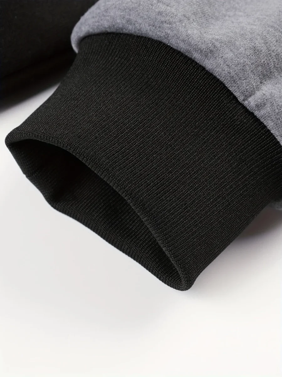 Veste sweat à capuche homme bicolore noir et gris imprimé - Imagen 6