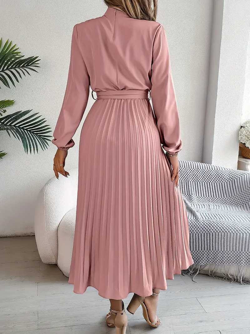 Robe mi-longue élégante à plis pour femme – Style chic et polyvalent pour occasions spéciales - Imagen 9