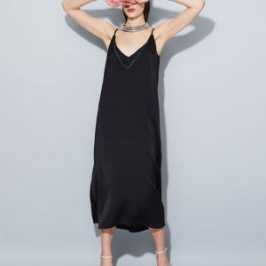 Vestido lencero doble satén