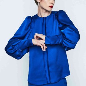 Blusa satén manga globo