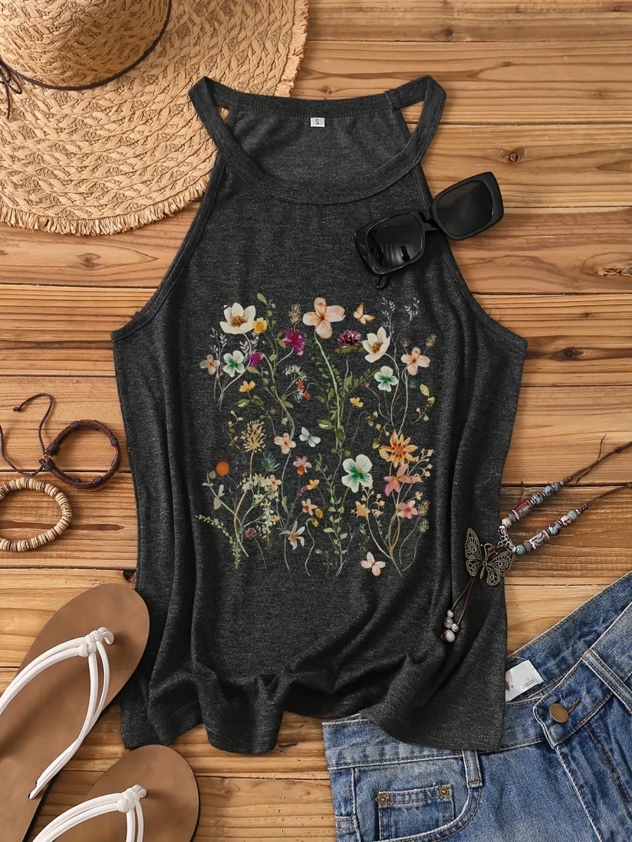Débardeur Femme Style Bohème à Motif Fleurs Sauvages – Idéal Été et Loisirs - Imagen 2