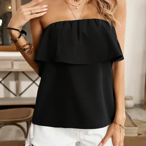 Top bustier volanté élégant femme - idéal été et sorties décontractées