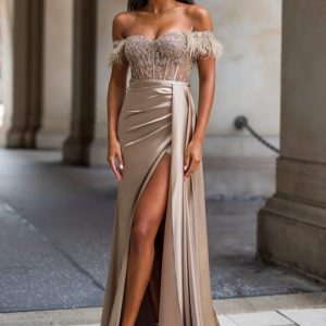 Vestido de noche de saten CHRISTIAN KOEHLERT