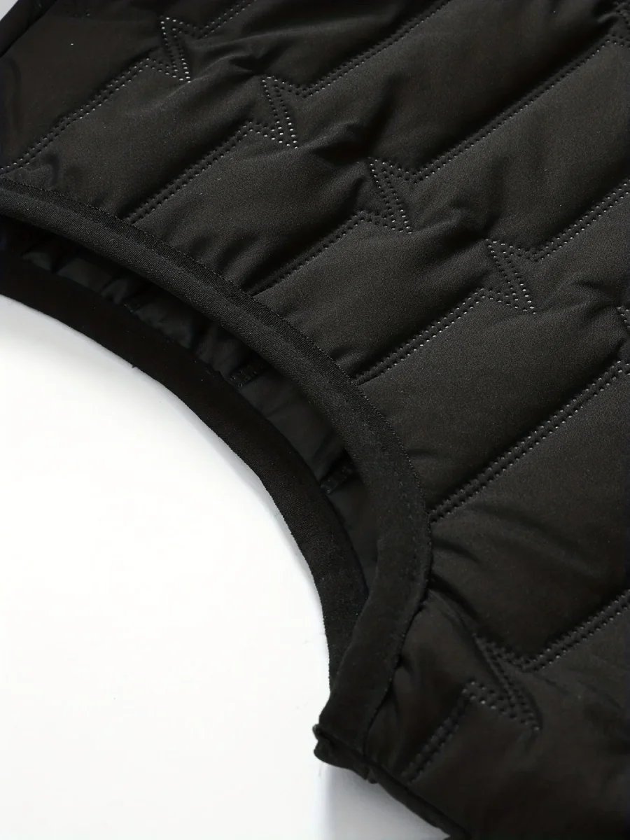 Gilet matelassé sans manches à capuche pour homme, noir, fermeture éclair - Imagen 6