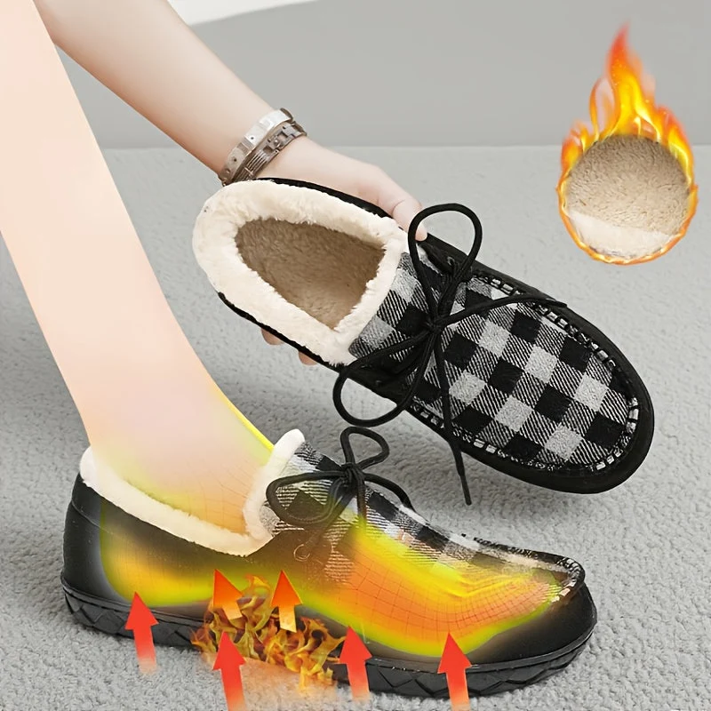 Mocassins Chaussons Doublés à Carreaux Marron pour Homme - Imagen 4