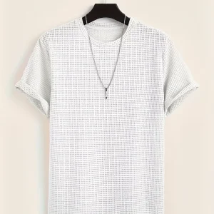 T-shirt décontracté à manches courtes pour homme style moderne avec texture ajourée