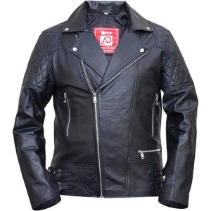 Chaqueta de piel auténtica Brando para hombre con doble cremallera.