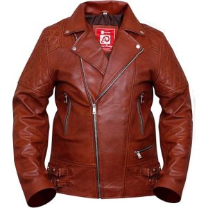 Chaqueta de hombre de piel de cordero auténtica color marrón