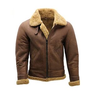 Chaqueta de aviador B3 para hombre, de ante y piel de oveja.