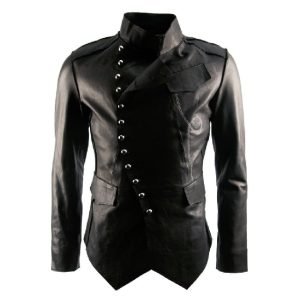 Chaqueta militar clásica de cuero genuino 100% para hombre.