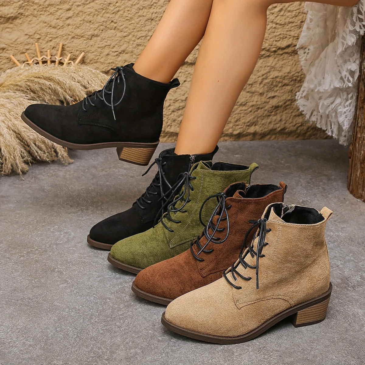Bottes courtes à lacets pour femme – Plusieurs couleurs disponibles - Imagen 2
