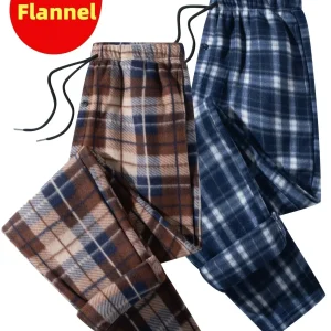 Pantalon de détente à carreaux doux pour homme avec cordon de serrage
