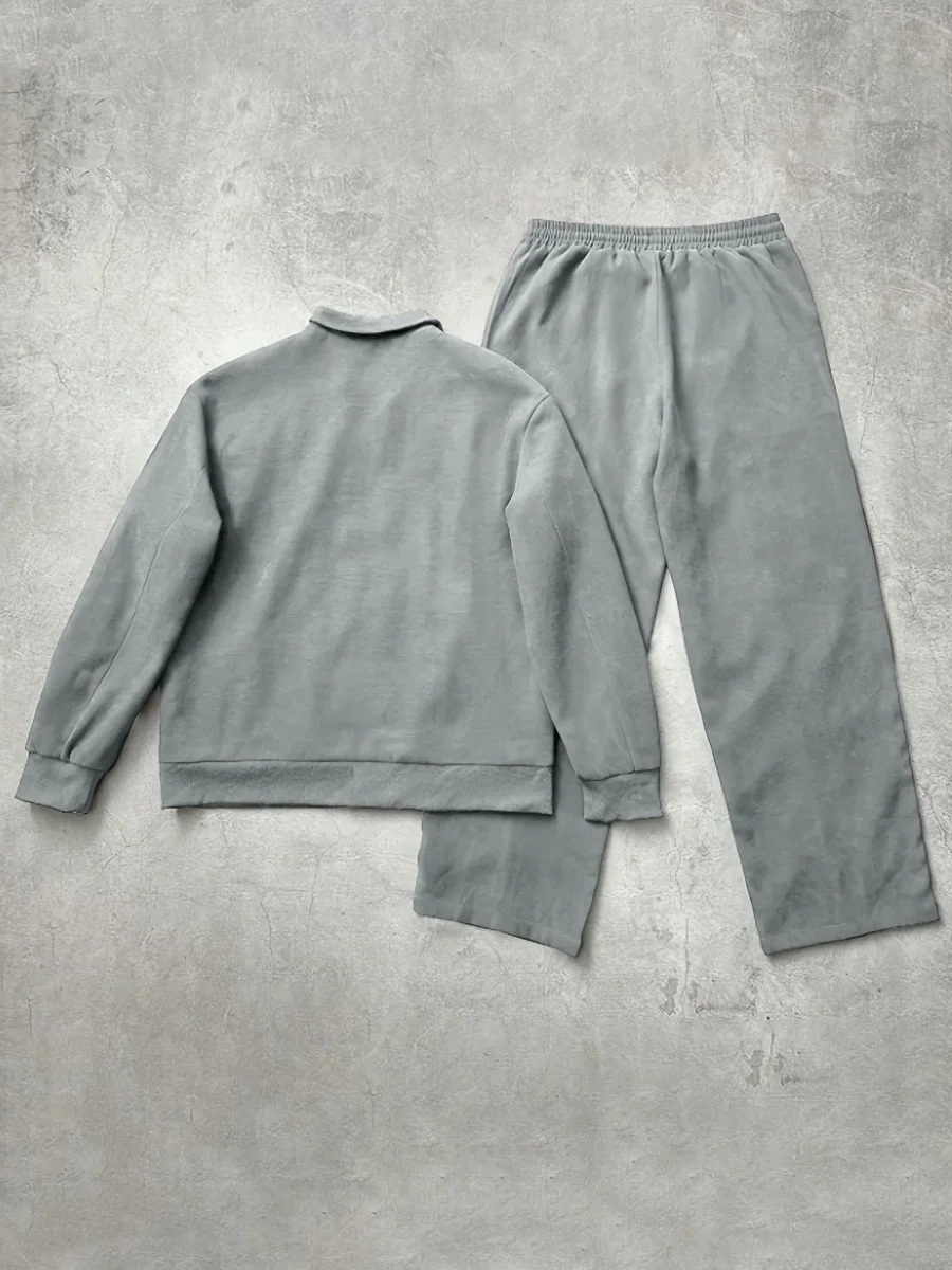 Ensemble de Survetement Homme Zip Complet à Rayures Contrastantes et Emblème Brodé - Imagen 6