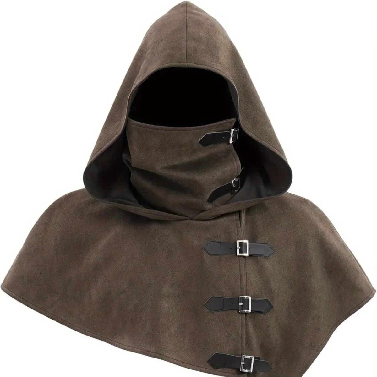 Capuche avec masque intégré et capeline à boucles – Style médiéval pour homme ou femme - Imagen 9
