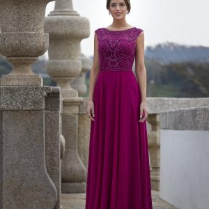 Vestido largo escote barco pedrería SUSANA RIVIERI