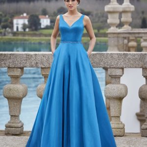 Vestido largo tafeta pico SUSANA RIVIERI