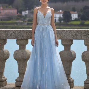 Vestido largo tul tiras cristal SUSANA RIVIERI