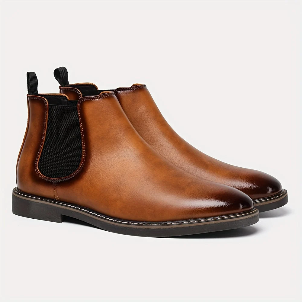 Bottes Chelsea Homme Marron Foncées Élastiquées Style Classique - Imagen 6