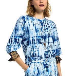 Blusa estampada puños contraste
