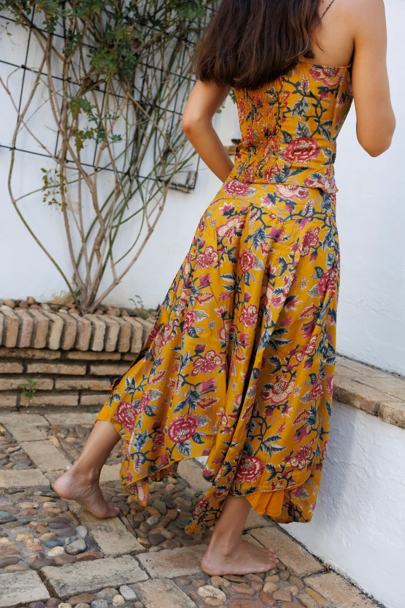 FALDA SEDA ESTAMPADA MOSTAZA - Imagen 5