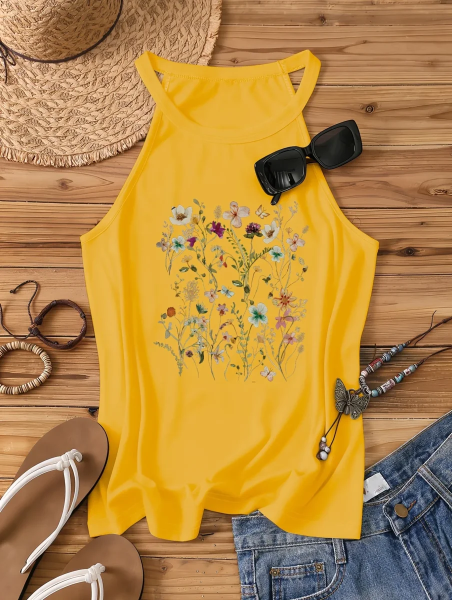 Débardeur Femme Style Bohème à Motif Fleurs Sauvages – Idéal Été et Loisirs - Imagen 3
