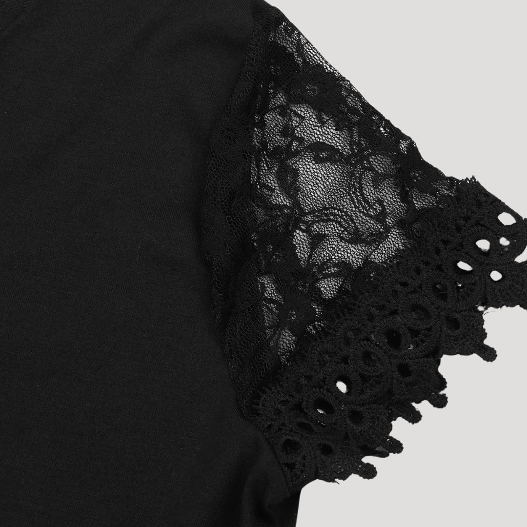 Robe Femme Élégante Manches Dentelle Col Ondulé pour Soirée et Événement - Imagen 6