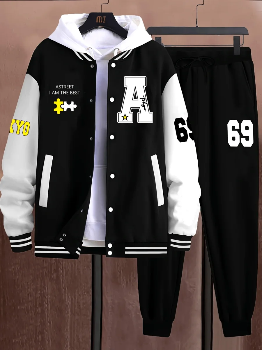 Ensemble Survetêment Homme Style Baseball Veste Universitaire et Pantalon Jogging - Imagen 2