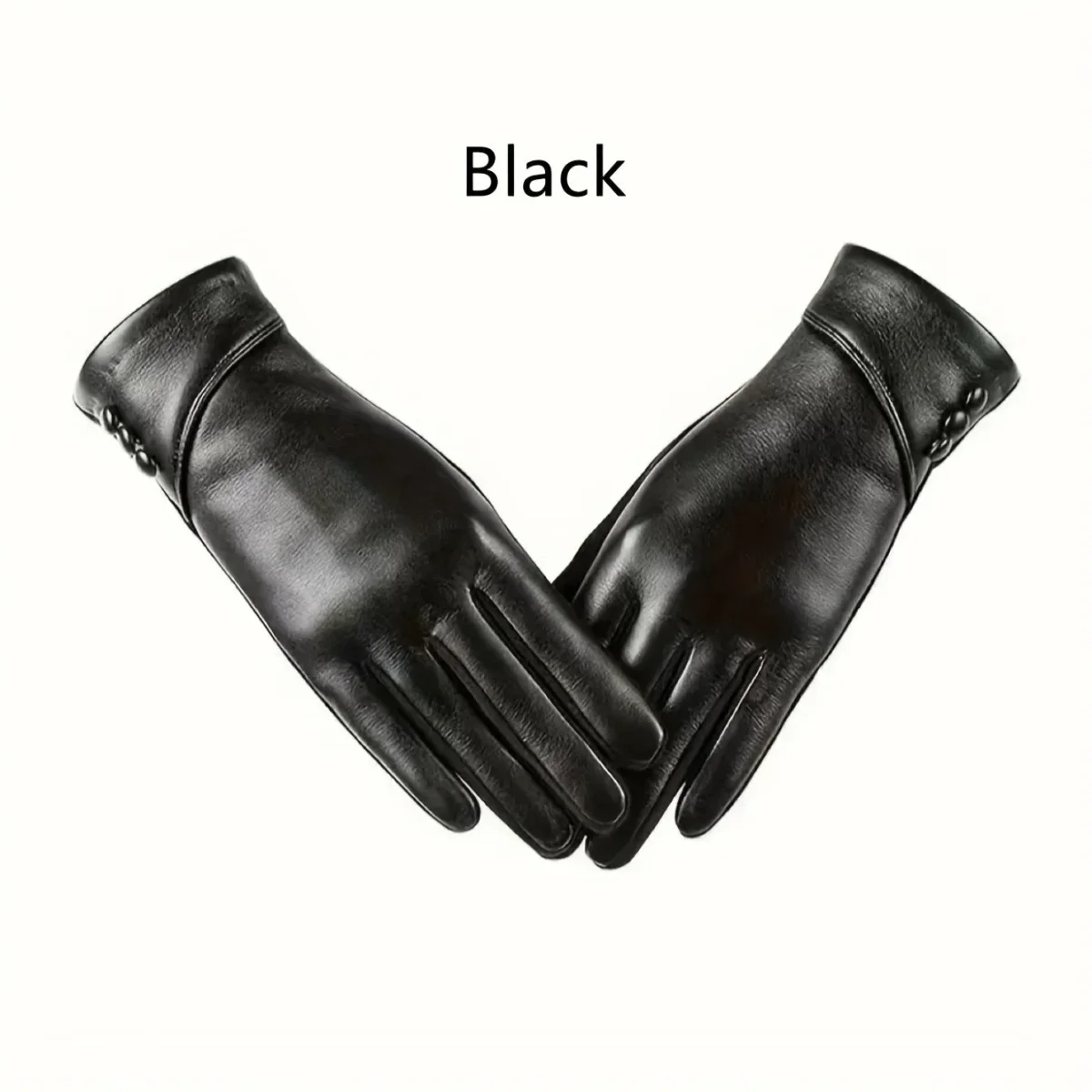Gants Élégants Noirs avec Détail Boutons pour Femme - Imagen 3