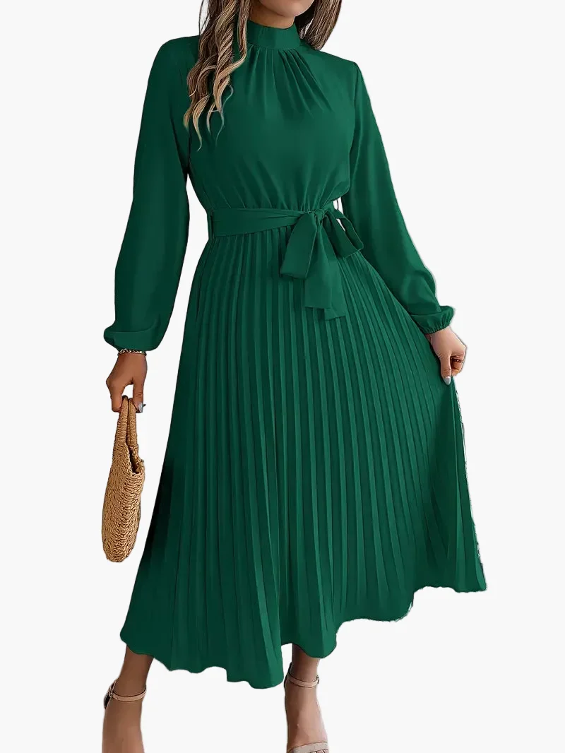 Robe mi-longue élégante à plis pour femme – Style chic et polyvalent pour occasions spéciales - Imagen 4