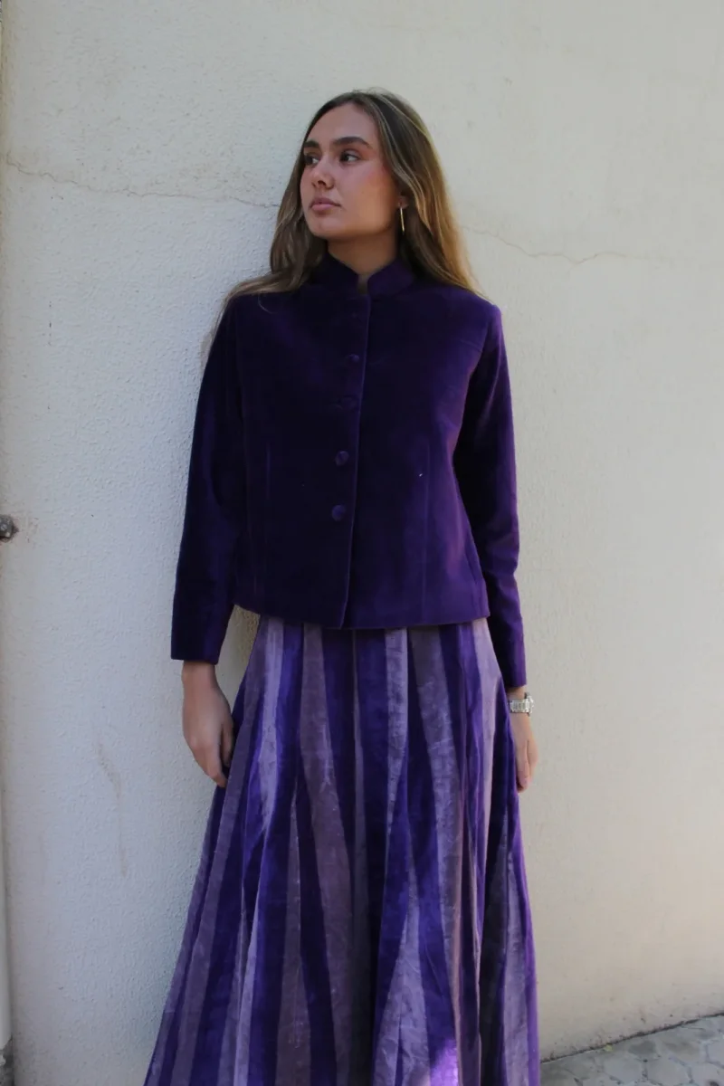 FALDA TERCIOPELO MORADA RAYAS - Imagen 3
