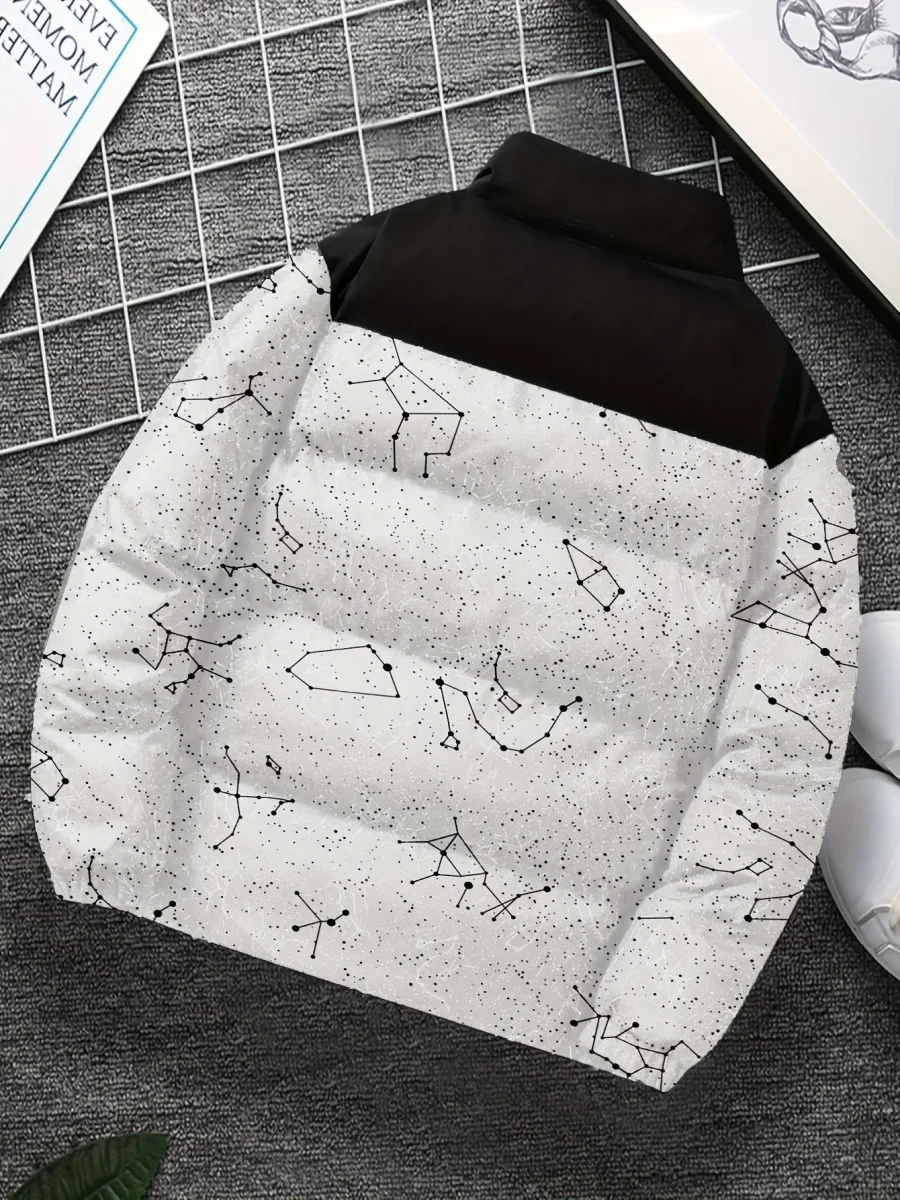 Doudoune matelassée col montant à motif constellation imprimé bicolore pour homme - Imagen 7