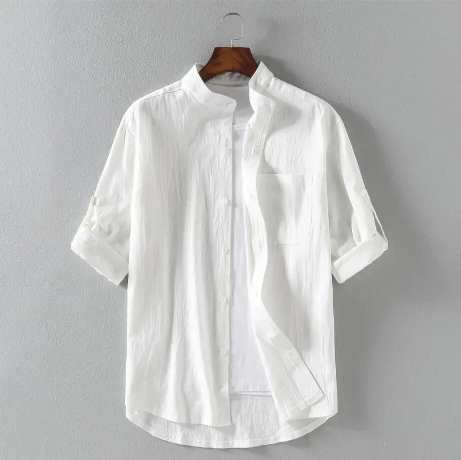 Camisa de lino de manga corta para hombre - Imagen 6