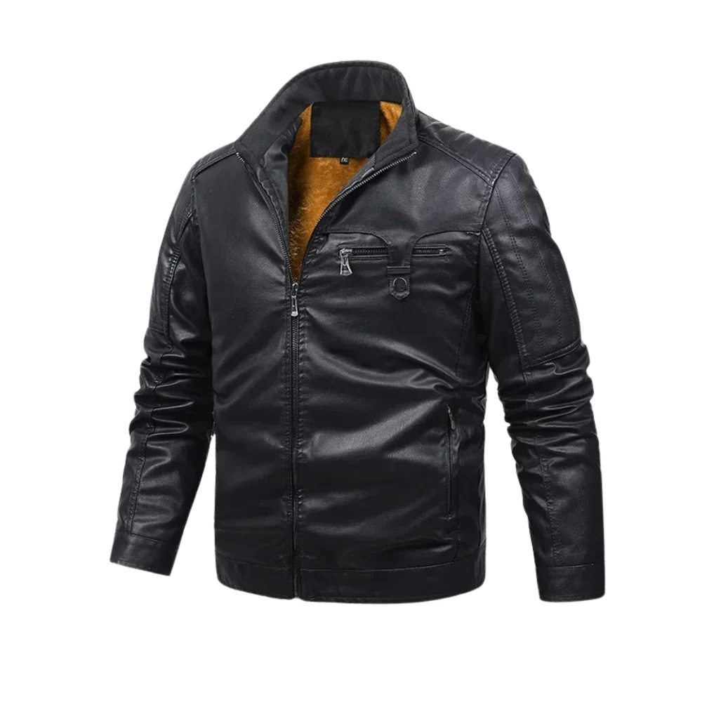 Chaqueta de cuero retro con forro polar - Imagen 3