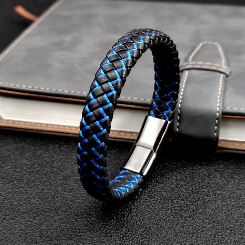 Pulsera trenzada de cuero para hombre - Imagen 7