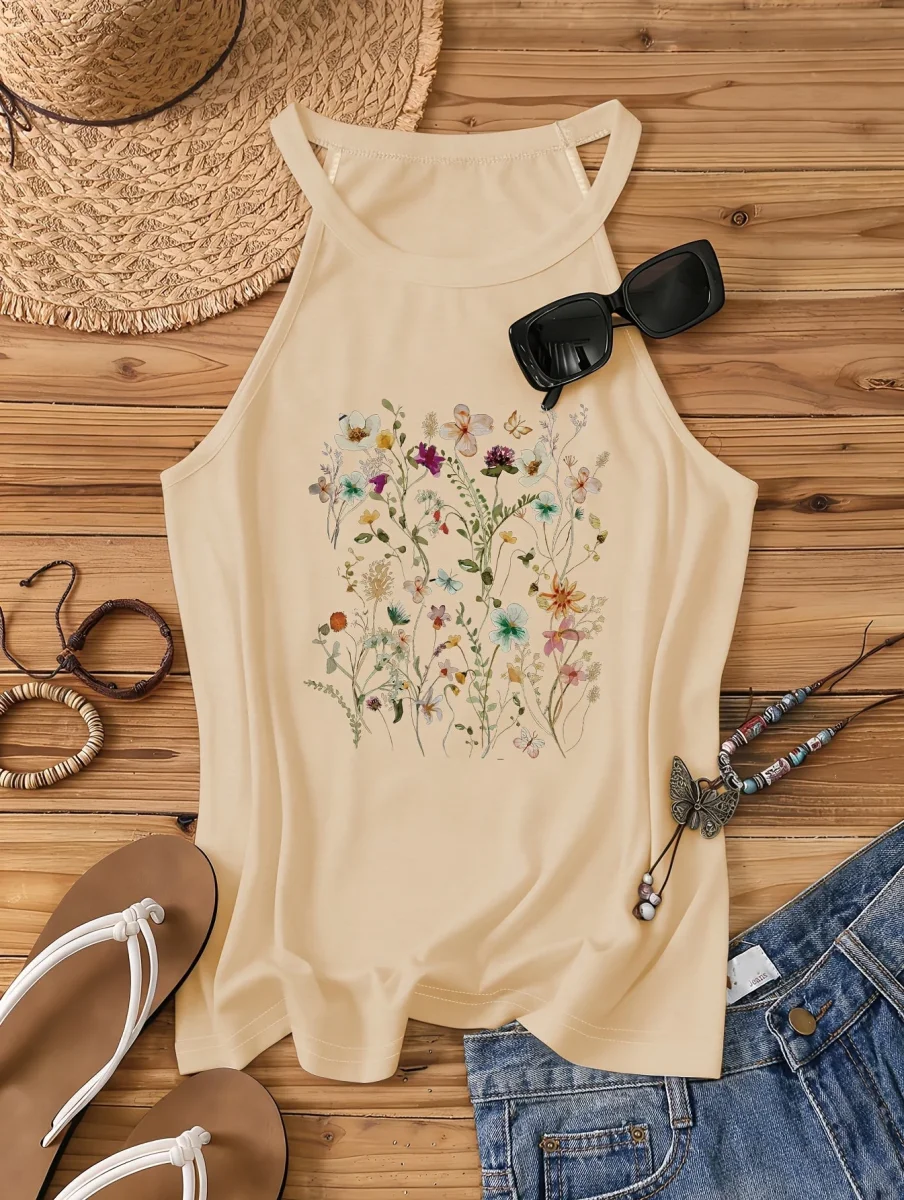 Débardeur Femme Style Bohème à Motif Fleurs Sauvages – Idéal Été et Loisirs - Imagen 6