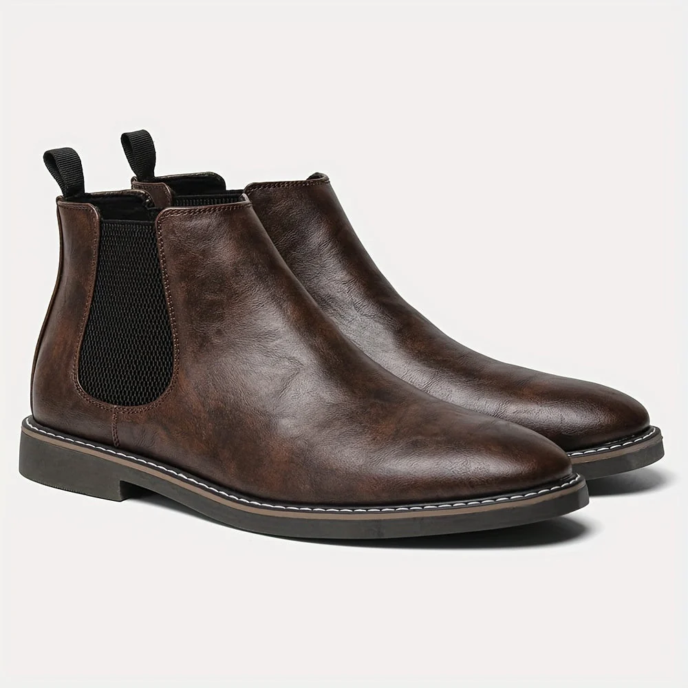 Bottes Chelsea Homme Marron Foncées Élastiquées Style Classique