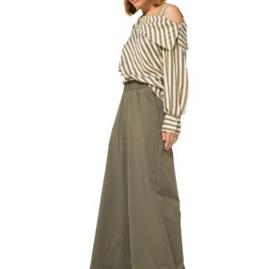 Pantalones palazzo de algodón fino, cintura elástica CAROLINE BISS