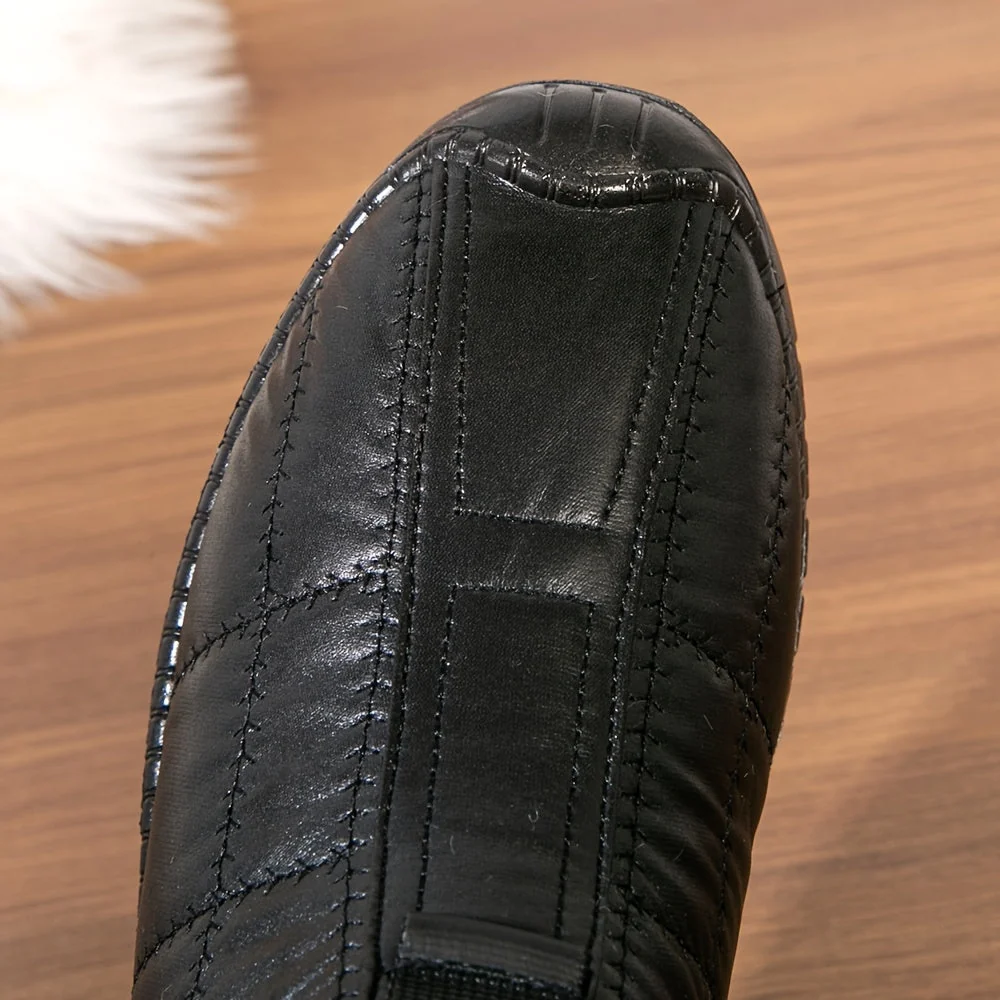 Chaussons Homme Doublés Chaussures Simples à Enfiler Hiver Noir - Imagen 8