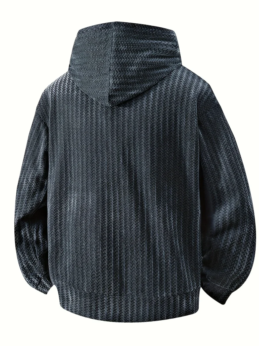Sweat à Capuche Texturé Noir Oversize avec Poche Kangourou pour Homme - Imagen 7