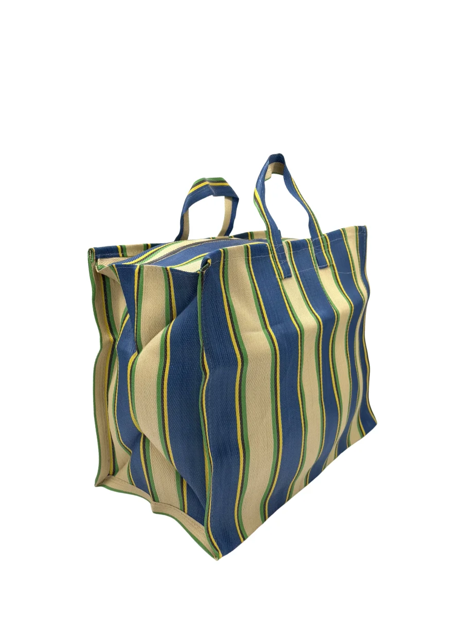 BOLSA NYLON RAYAS AZUL Y BEIGE - Imagen 3