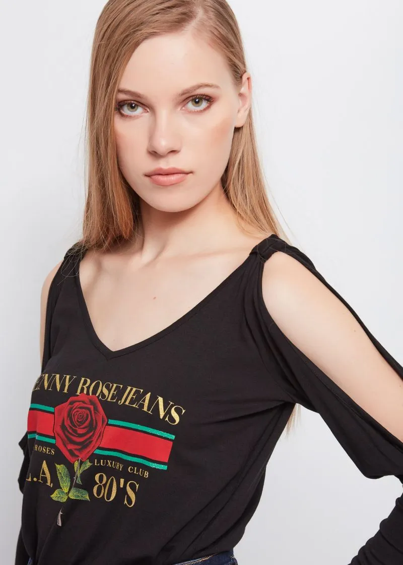 Camiseta rosa hombro abierto - Imagen 4