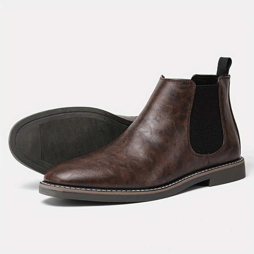 Bottes Chelsea Homme Marron Foncées Élastiquées Style Classique - Imagen 5