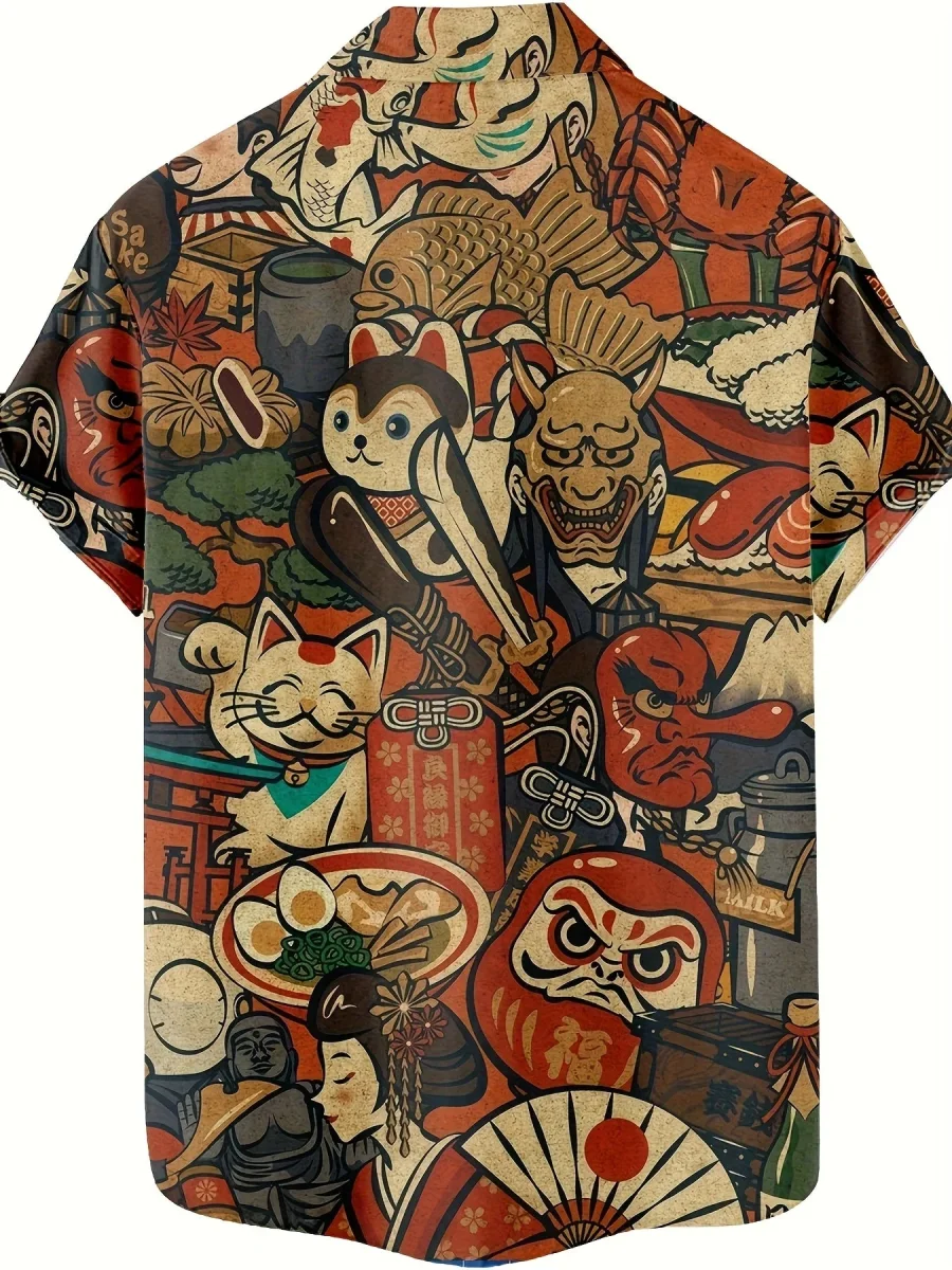 Chemise homme à manches courtes style japonais graphique casual fête vacances - Imagen 5