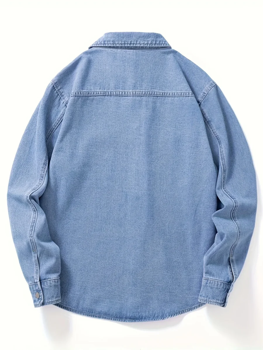 Surchemise Homme Décontractée en Jean à Manches Longues et Poches Poitrine - Imagen 9