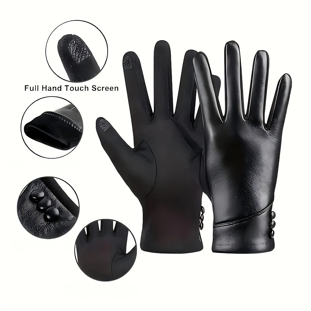 Gants Élégants Noirs avec Détail Boutons pour Femme - Imagen 7